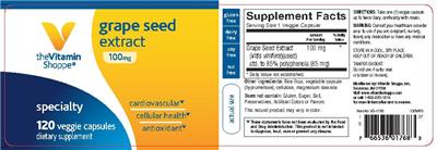 Photo of the The Vitamin Shoppe Grape Seed Extract 100 mg label