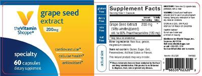 Photo of the The Vitamin Shoppe Grape Seed Extract 200 mg label