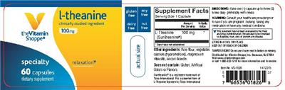 Photo of the The Vitamin Shoppe L-Theanine 100 mg label