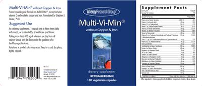 Photo of the Allergy Research Group Multi-Vi-Min without Copper & Iron label