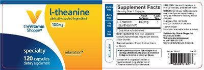 Photo of the The Vitamin Shoppe L-Theanine 100 mg label