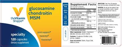 Photo of the The Vitamin Shoppe Glucosamine Chondroitin MSM label