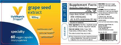 Photo of the The Vitamin Shoppe Grape Seed Extract 100 mg label