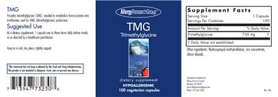 Photo of the Allergy Research Group TMG label