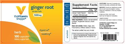 Photo of the The Vitamin Shoppe Ginger Root 550 mg label