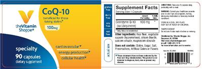 Photo of the The Vitamin Shoppe CoQ-10 100 mg label