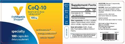 Photo of the The Vitamin Shoppe CoQ-10 100 mg label