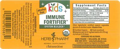 Photo of the Herb Pharm Kids Immune Fortifier Alcohol Free label