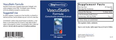 Photo of the Allergy Research Group VascuStatin Formula label