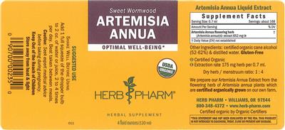 Photo of the Herb Pharm Artemisia Annua label