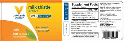 Photo of the The Vitamin Shoppe Milk Thistle Extract 300 mg label