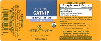 Photo of the Herb Pharm Catnip label