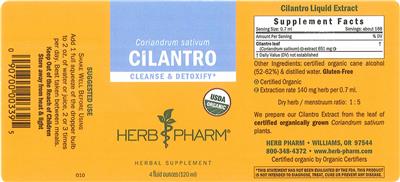 Photo of the Herb Pharm Cilantro label