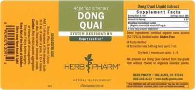 Photo of the Herb Pharm Dong Quai label