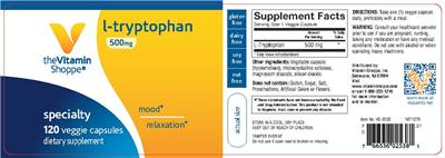 Photo of the The Vitamin Shoppe L-Tryptophan 500 mg label