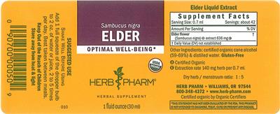 Photo of the Herb Pharm Elder label