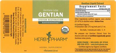 Photo of the Herb Pharm Gentian label