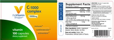 Photo of the The Vitamin Shoppe C-1000 Complex 1000 mg label