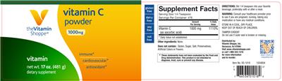Photo of the The Vitamin Shoppe Vitamin C Powder 1000 mg label