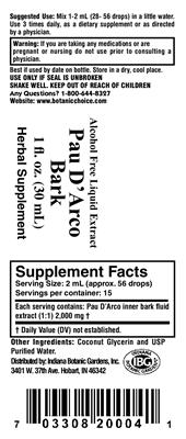 Photo of the Indiana Botanic Gardens Pau D'Arco Bark label