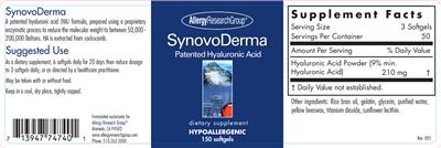 Photo of the Allergy Research Group SynovoDerma label