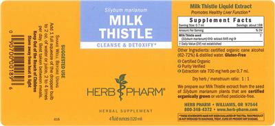 Photo of the Herb Pharm Milk Thistle label