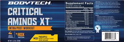 Photo of the BodyTech Critical Aminos XT Pineapple label
