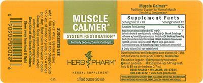 Photo of the Herb Pharm Muscle Calmer label