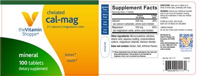 Photo of the The Vitamin Shoppe Chelated Cal-Mag label