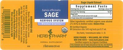 Photo of the Herb Pharm Sage label