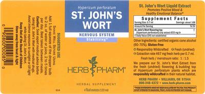 Photo of the Herb Pharm St. John's Wort label