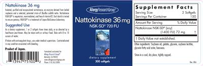 Photo of the Allergy Research Group Nattokinase 36 mg label