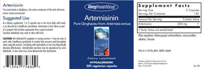 Photo of the Allergy Research Group Artemisinin label