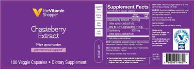 Photo of the The Vitamin Shoppe Chasteberry Extract label