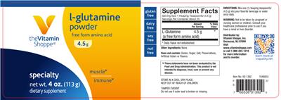 Product label for L-Glutamine Powder 4.5 g