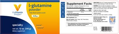 Photo of the The Vitamin Shoppe L-Glutamine Powder 4.5 g label