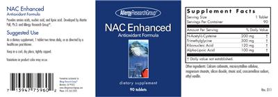Photo of the Allergy Research Group NAC Enhanced Antioxidant Formula label