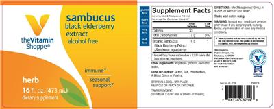 Photo of the The Vitamin Shoppe Sambucus Black Elderberry Extract label