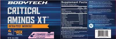Photo of the The Vitamin Shoppe Critical Aminos XT Strawberry Lemonade label