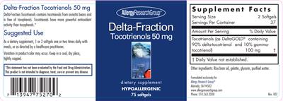 Photo of the Allergy Research Group Delta-Fraction Tocotrienols 50 mg label