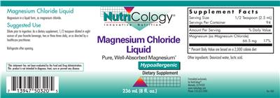 Photo of the NutriCology Magnesium Chloride Liquid label