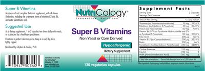 Photo of the NutriCology Super B Vitamins label