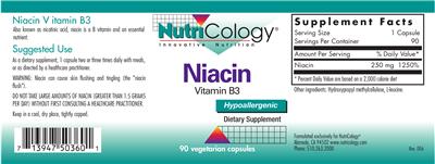 Photo of the NutriCology Niacin label
