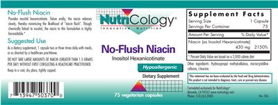 Photo of the NutriCology No-Flush Niacin label