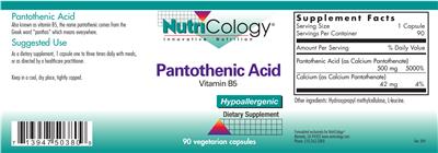 Photo of the NutriCology Pantothenic Acid label