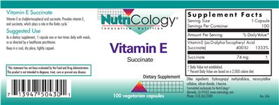 Photo of the NutriCology Vitamin E label