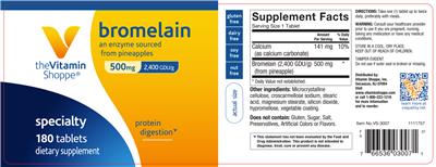 Photo of the The Vitamin Shoppe Bromelain 500 mg label