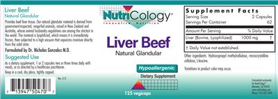 Photo of the NutriCology Liver Beef label