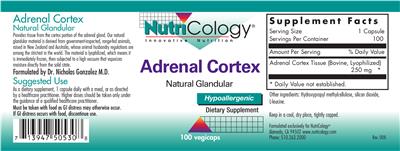 Photo of the NutriCology Adrenal Cortex Natural Glandular label