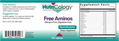 Photo of the NutriCology Free Aminos label